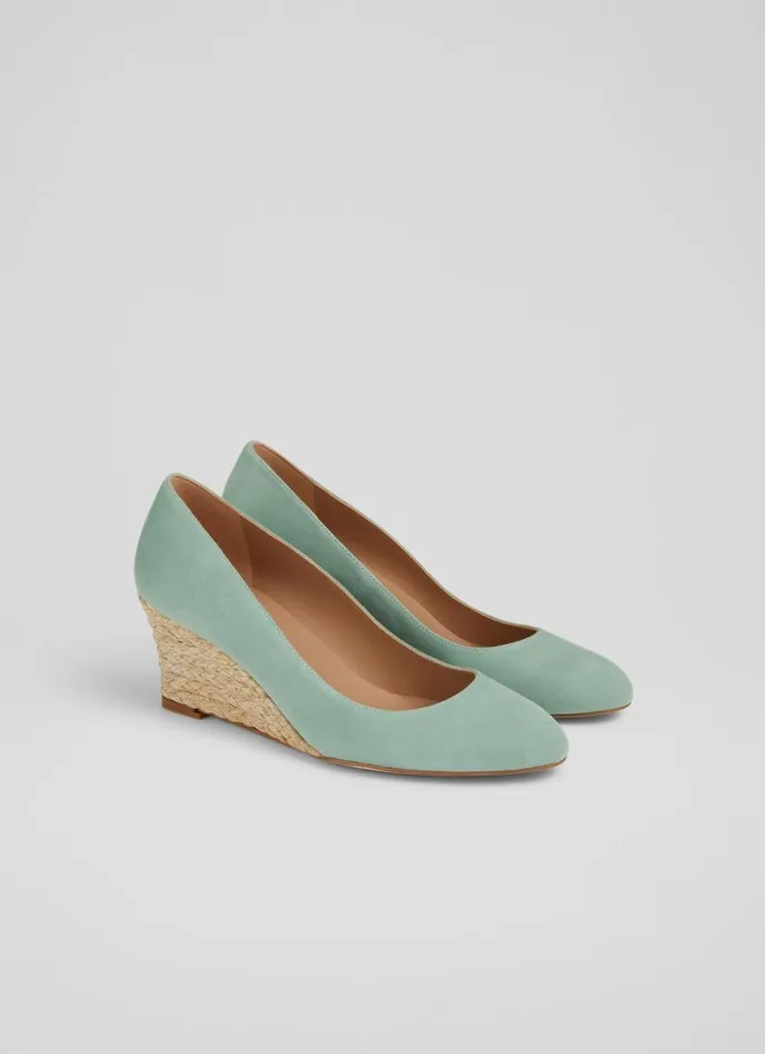 LKBennett Wedges Women Eevi Mint Suede Espadrille Wedges LKBennett Wedges Women Eevi Mint Suede Espadrille Wedges