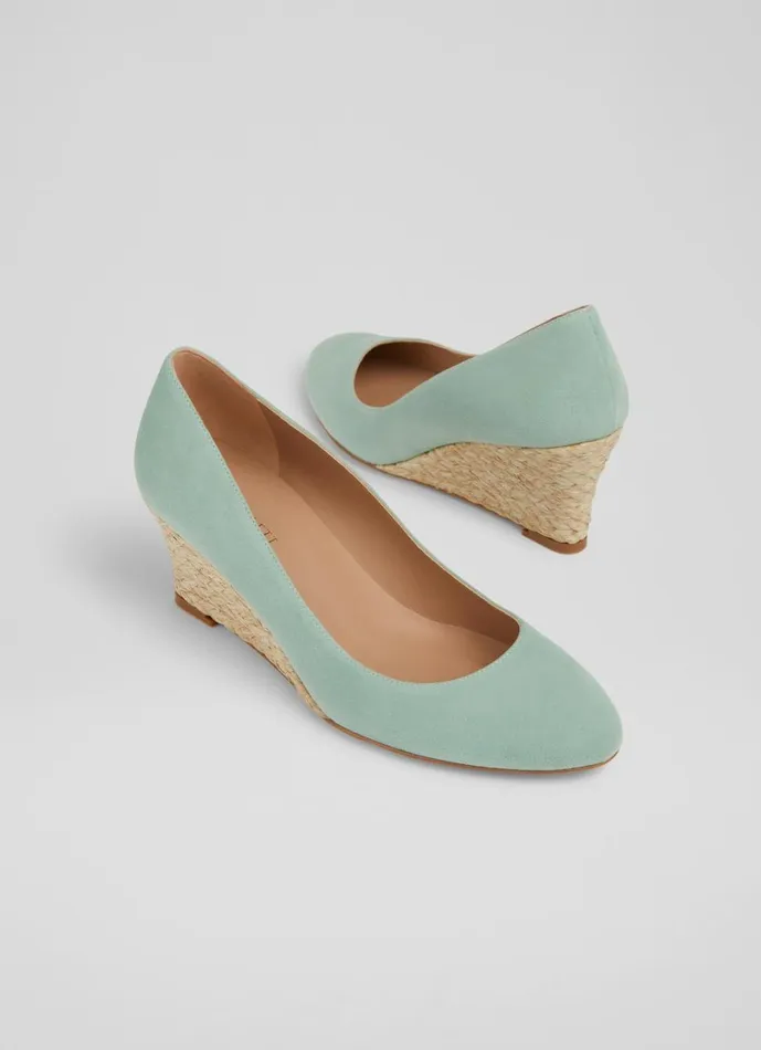 LKBennett Wedges Women Eevi Mint Suede Espadrille Wedges LKBennett Wedges Women Eevi Mint Suede Espadrille Wedges