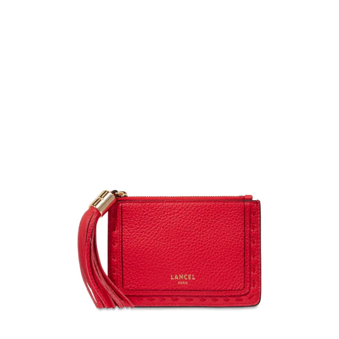 L Zip Card Holder Kiss Red Women Lancel Purse