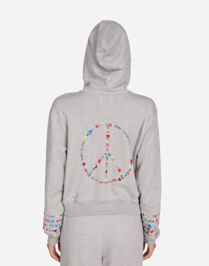 Lachelle Charm Peace Sign Heather Grey Women039s Lauren Moshi Hoodies