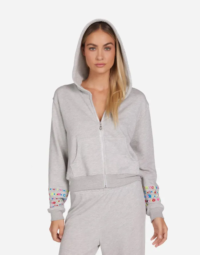 Lachelle Charm Peace Sign Heather Grey Women039s Lauren Moshi Hoodies