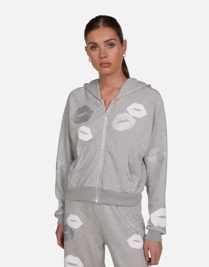 Lachelle Crystal Multi Lips Heather Grey Women039s Lauren Moshi Hoodies