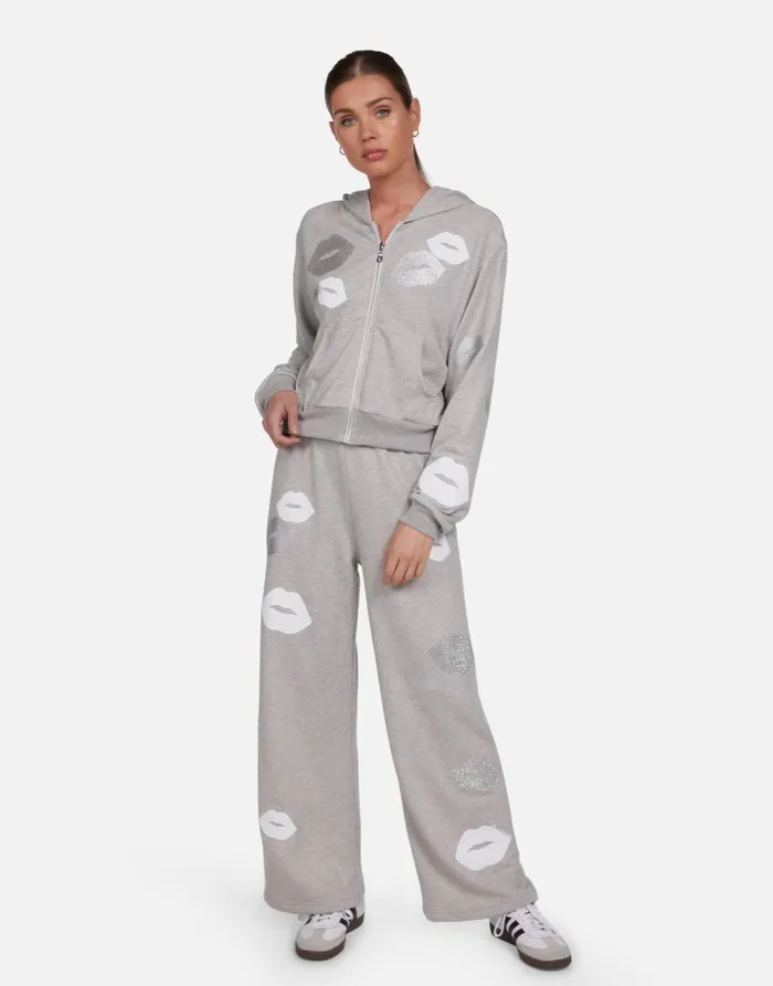 Lachelle Crystal Multi Lips Heather Grey Women039s Lauren Moshi Hoodies