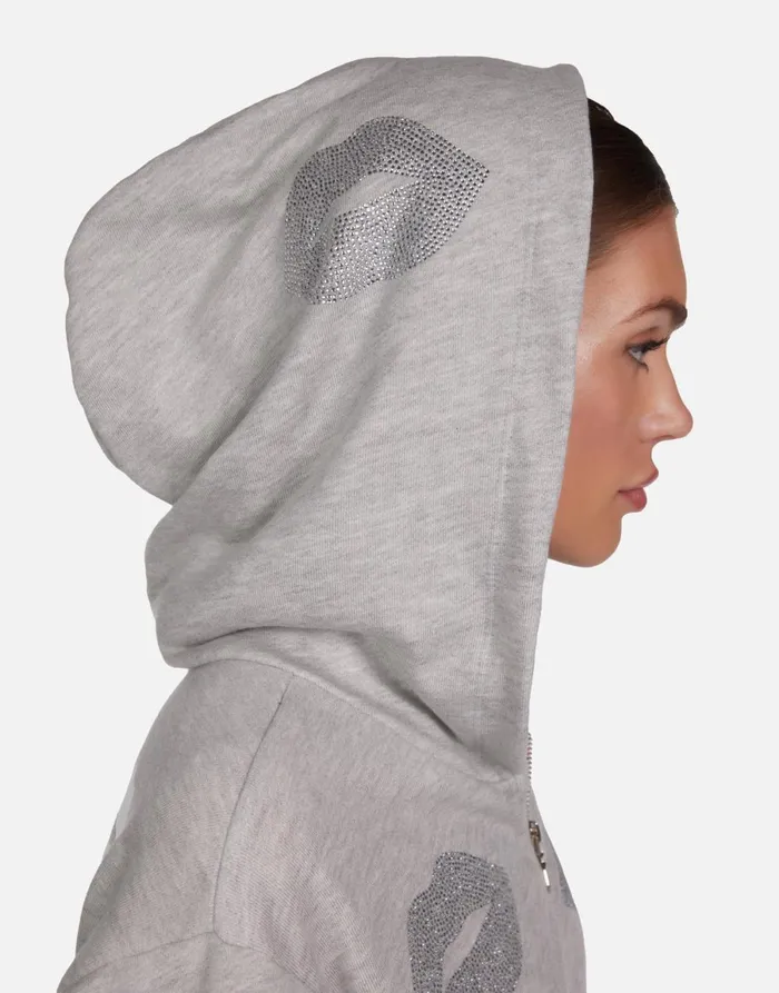 Lachelle Crystal Multi Lips Heather Grey Women039s Lauren Moshi Hoodies