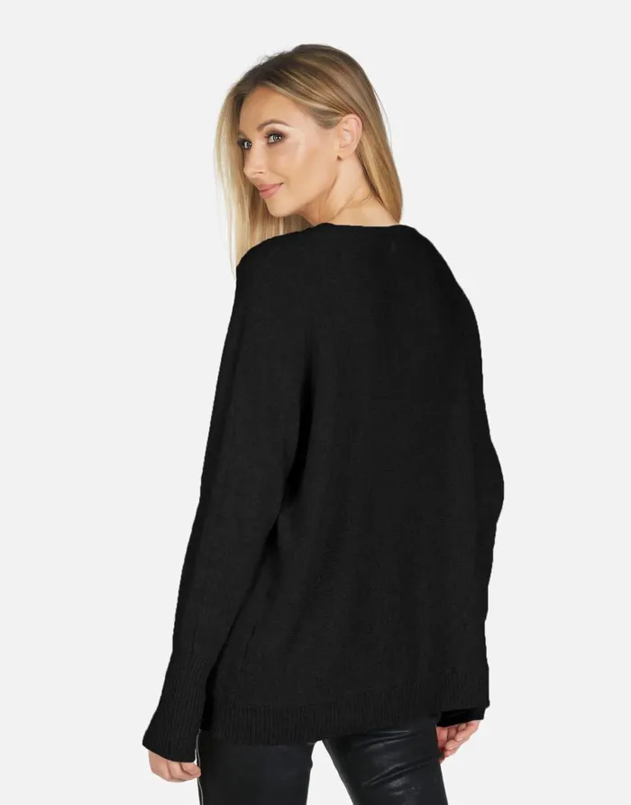 Ladona X Lucky Clover Black Women039s Lauren Moshi Sweaters and Knits
