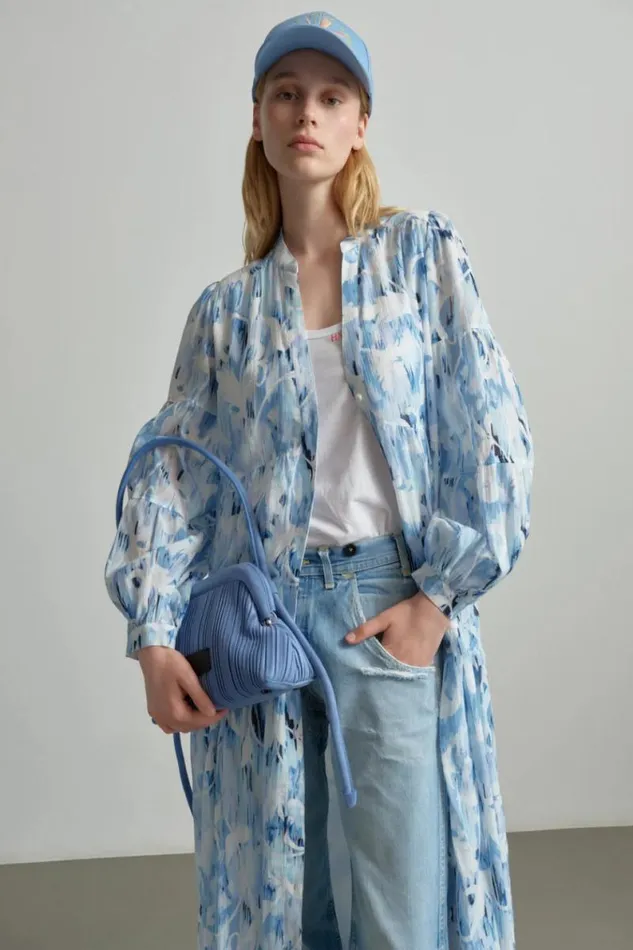 Lala Berlin Dresses Dress Dinella Cotton Floral Fountain Blue 8211 Women