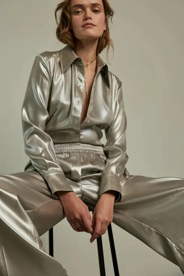 Lala Berlin Pants and Skirts Pants Perilla Polyester Silver 8211 Women