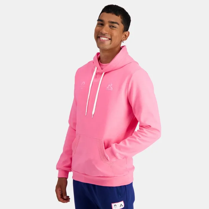 Le Coq Sportif Paris 2024 Hoodie Pink Carnation Men Sweatshirts