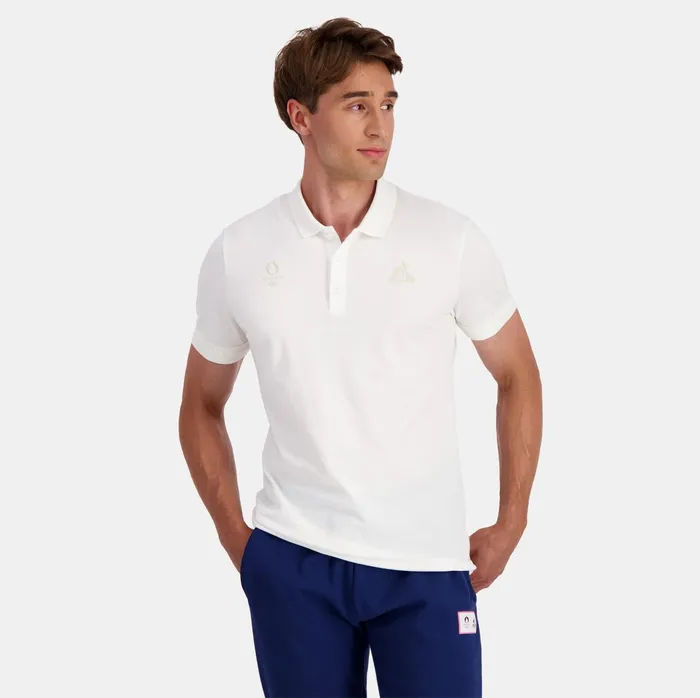 Le Coq Sportif Paris 2024 Polo Shirt Marshmallow Men Polos Shirts