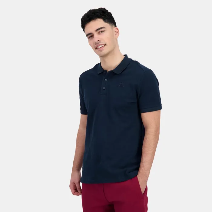 Le Coq Sportif Ton Sur Ton Polo Shirt En Jersey Piqu Coton Dark Velvet Men Polos Shirts