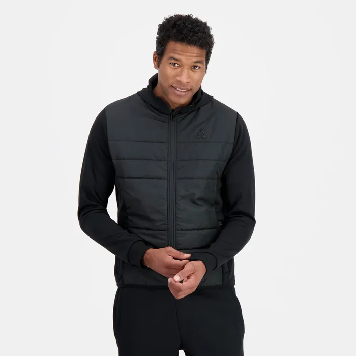 Le Coq Sportif Ton Sur Ton ZipUp Hoodie Hybride Dperlant Black Men Sweatshirts