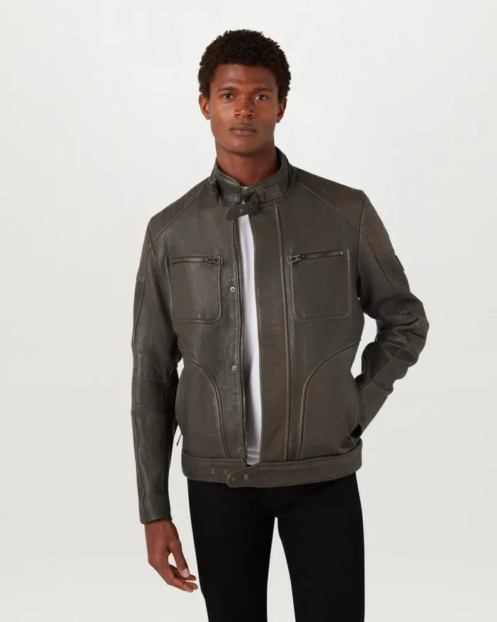 Leather Jackets Men Belstaff Weybridge Jacket Dark Surplus Green