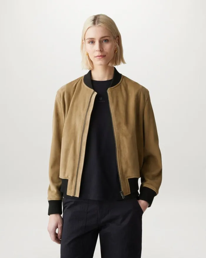 Leather Jackets Women Belstaff Centenary Bomber British Khaki Leather Jackets Women Belstaff Centenary Bomber British Khaki