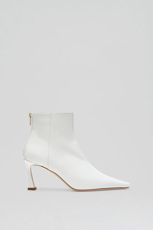 Leather Scanlan Theodore Women CRINKLE LEATHER ANKLE BOOT 75 WHITE