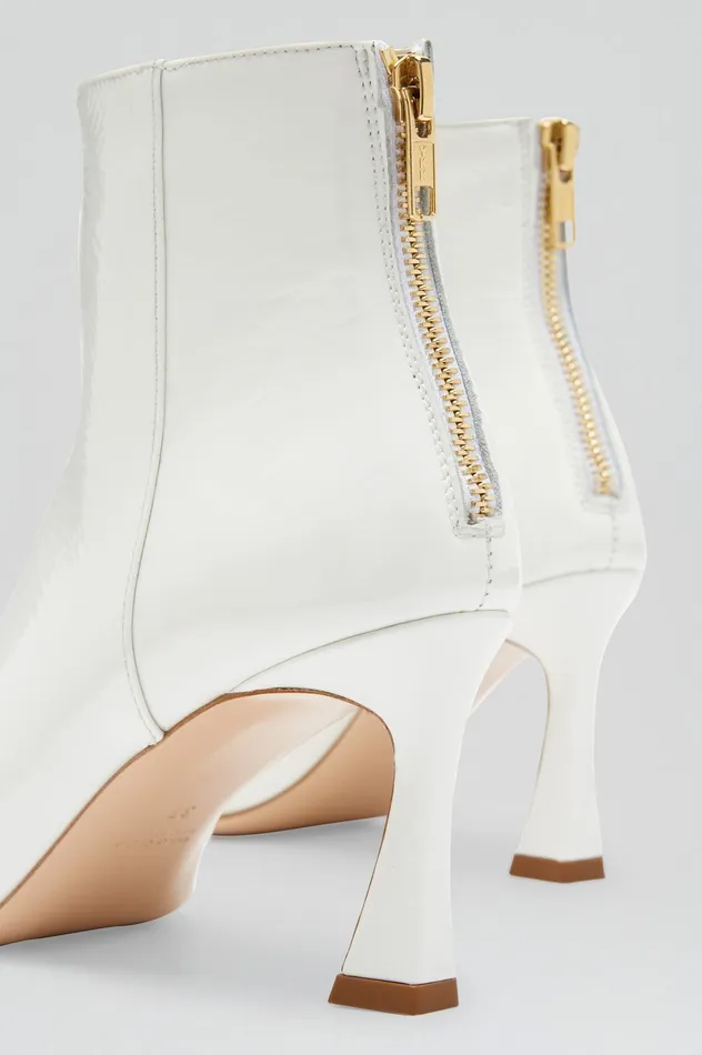 Leather Scanlan Theodore Women CRINKLE LEATHER ANKLE BOOT 75 WHITE