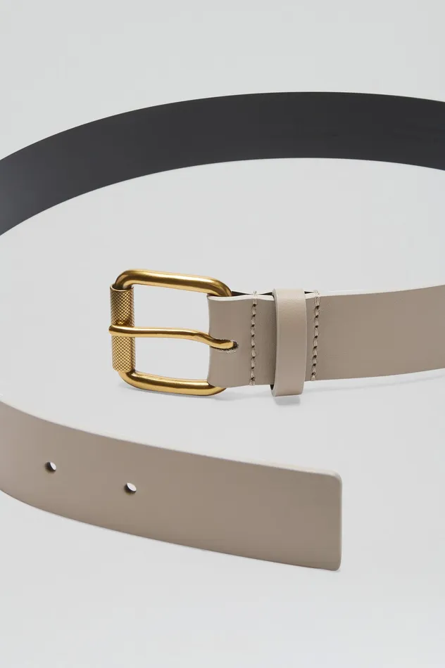 Leather Scanlan Theodore Women ROLLER BUCKLE BELT 3 NUDE