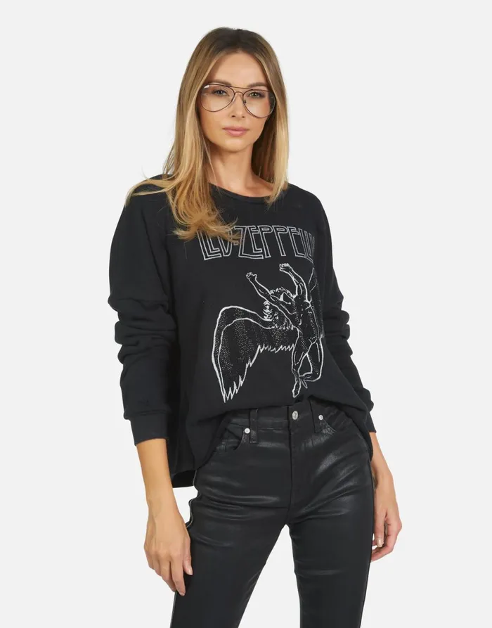 Lee Led Zeppelin Outline Black Women039s Lauren Moshi Long Sleeve