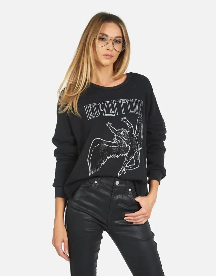 Lee Led Zeppelin Outline Black Women039s Lauren Moshi Long Sleeve