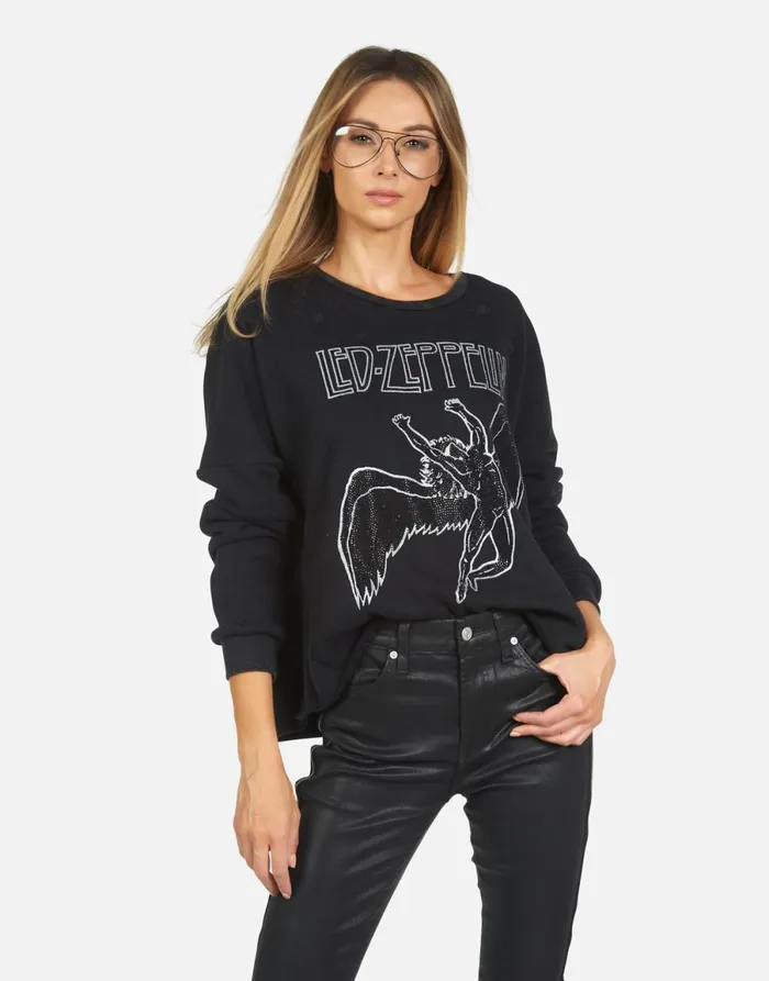 Lee Led Zeppelin Outline Black Women039s Lauren Moshi Long Sleeve