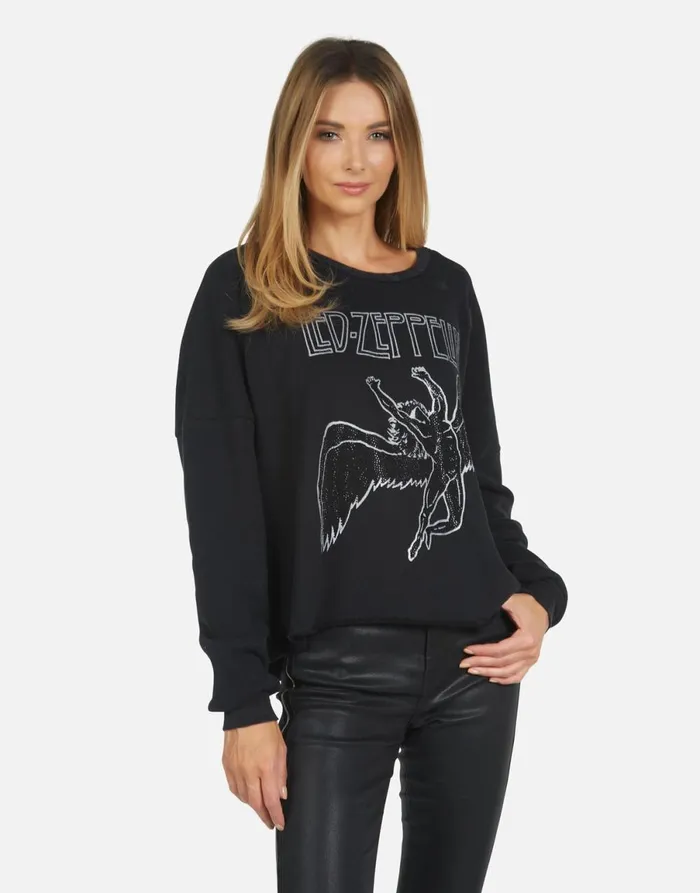 Lee Led Zeppelin Outline Black Women039s Lauren Moshi Long Sleeve