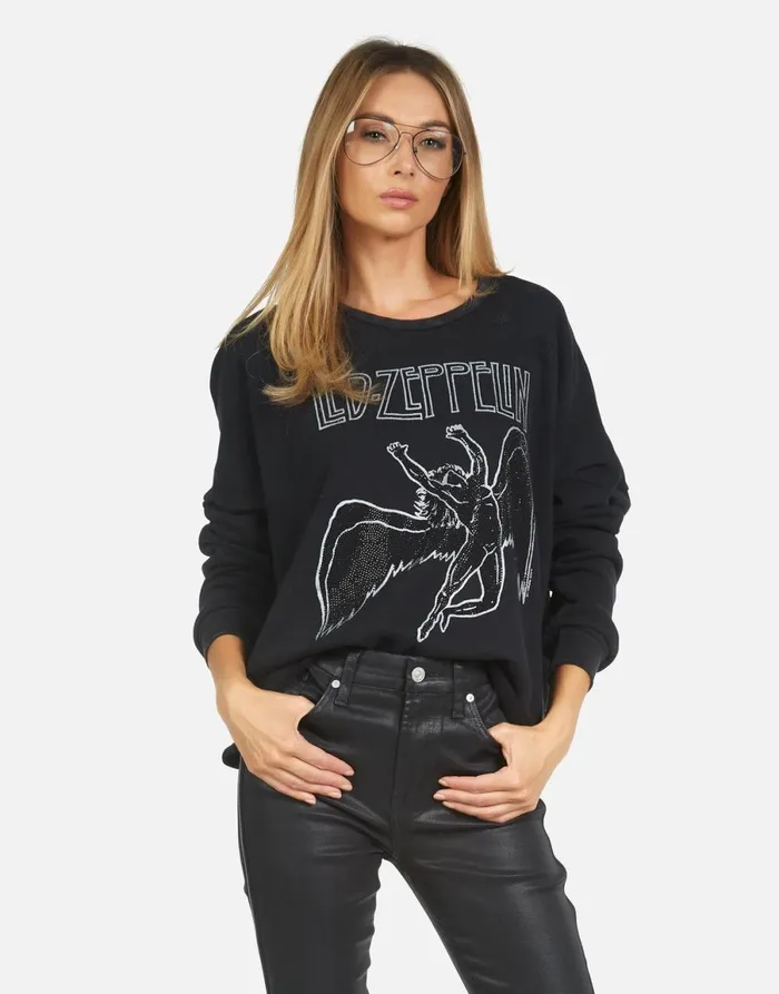 Lee Led Zeppelin Outline Black Women039s Lauren Moshi Long Sleeve