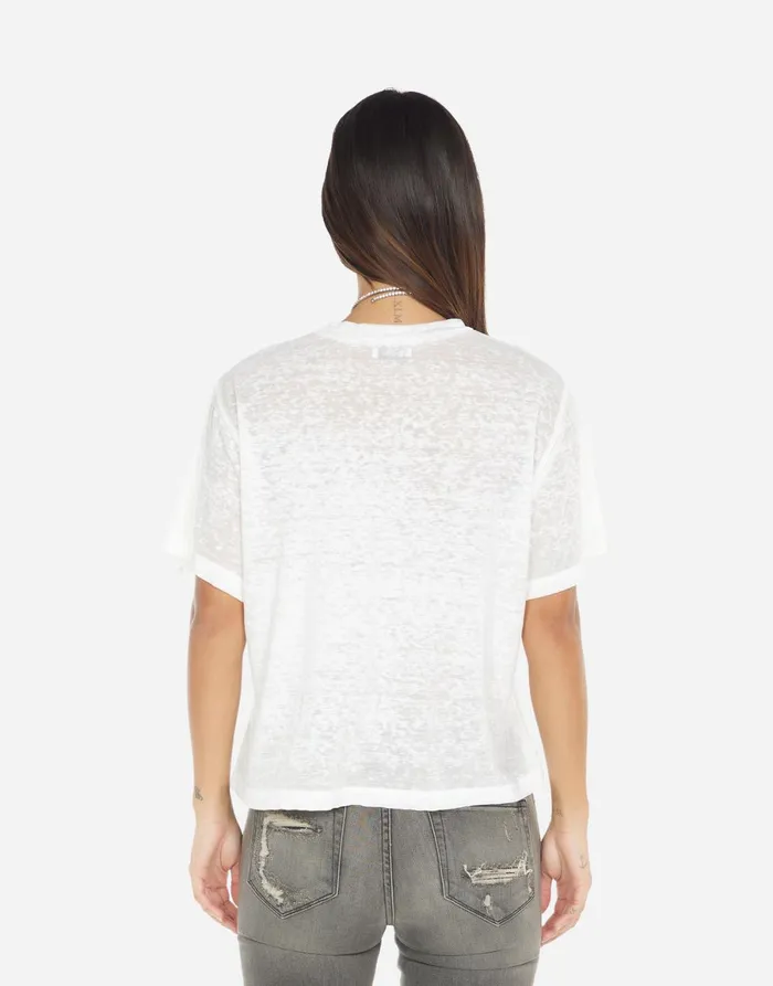Linnea Pink Peace Love Skull White Burnout Women039s Lauren Moshi Short Sleeve