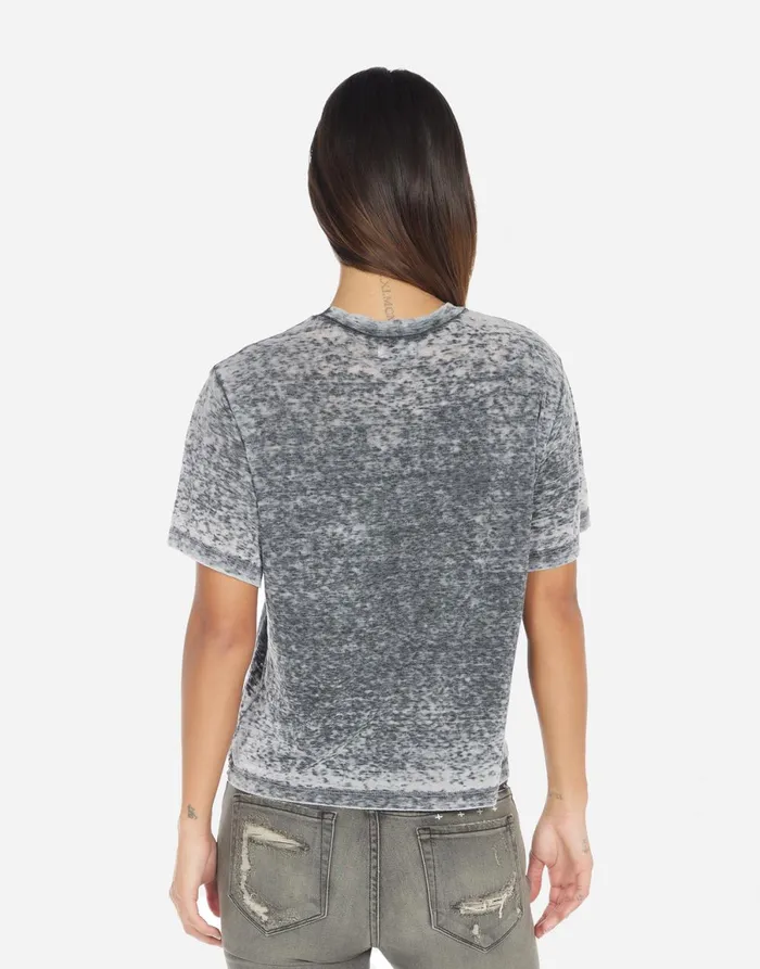 Linnea Positive Happyface Black Burnout Women039s Lauren Moshi Short Sleeve