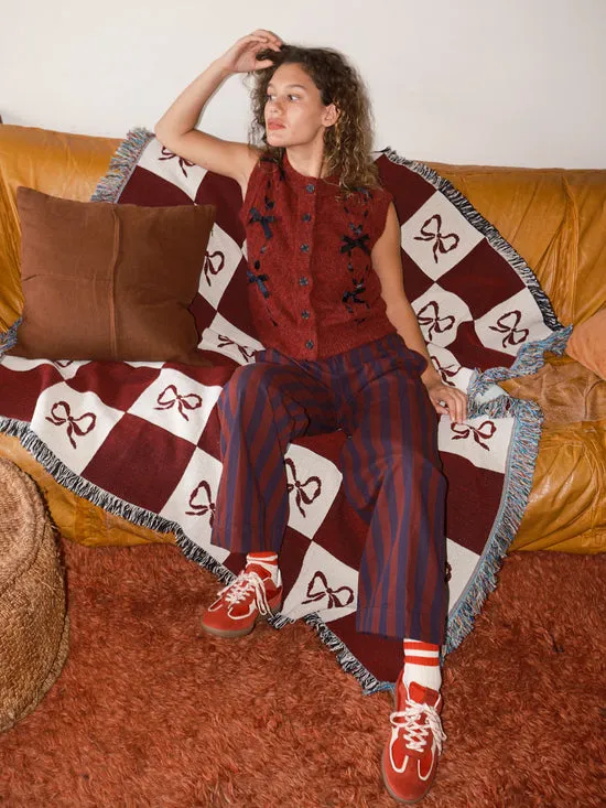 Lisa Says Gah Aggie Knit Vest Burgundy Women Sweaters