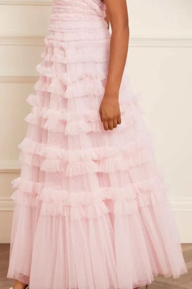 Lisette Ruffle Halter Neck Gown Pink Women Needle and Thread Dresses