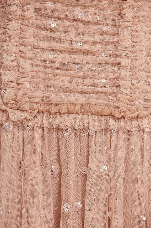 Love Heart Rouched OffShoulder Gown Beige Women Needle and Thread Dresses