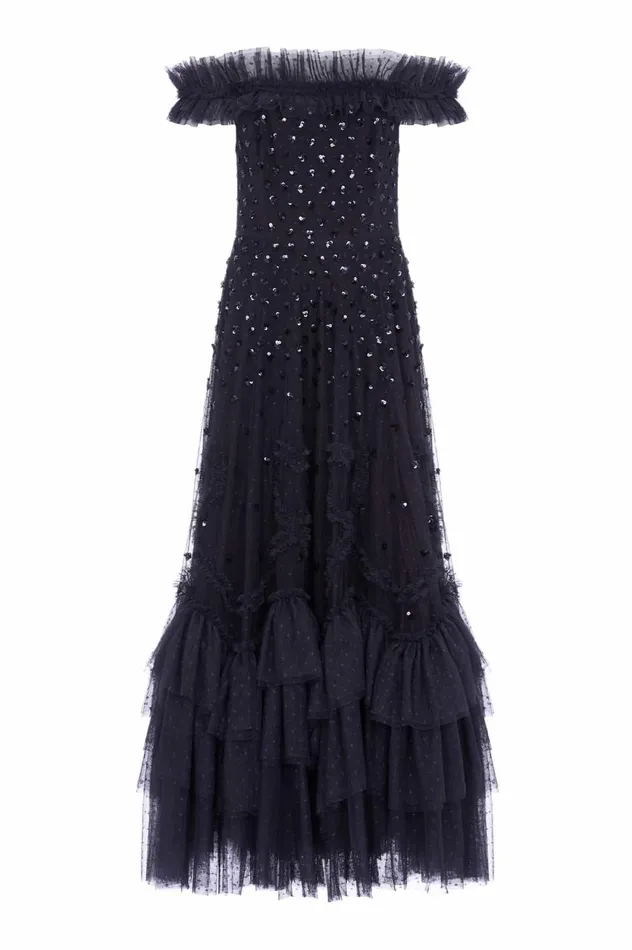 Love Letter OffShoulder Ankle Gown Black Women Needle and Thread Dresses