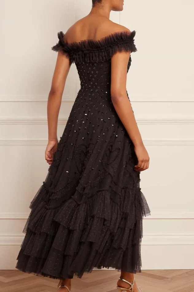 Love Letter OffShoulder Ankle Gown Black Women Needle and Thread Dresses