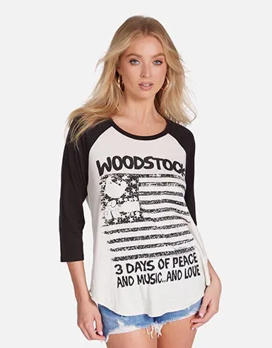 Maglan Woodstock Flag Faded Whiteonyx Women039s Lauren Moshi Long Sleeve