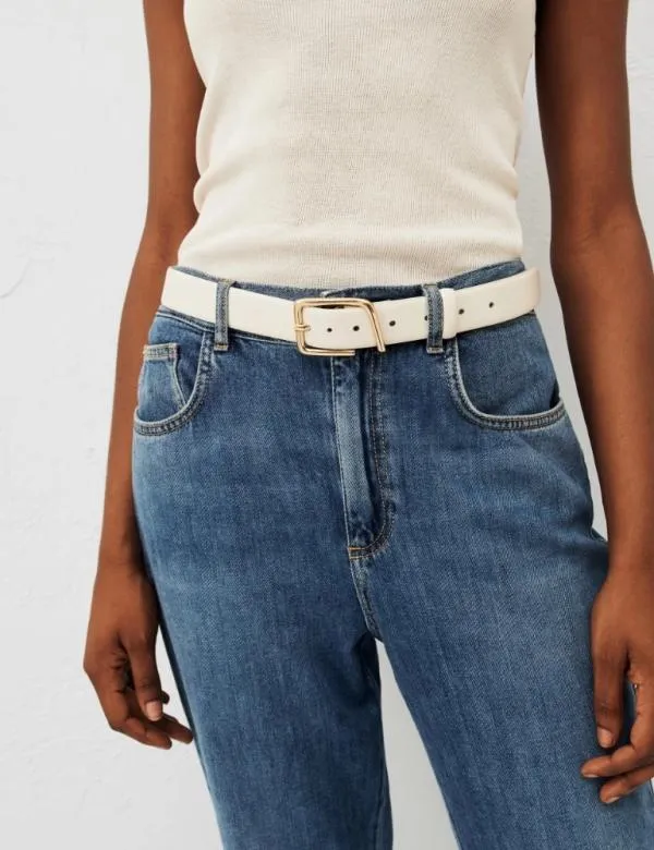 Marella Belts Women Leather Belt Ivory