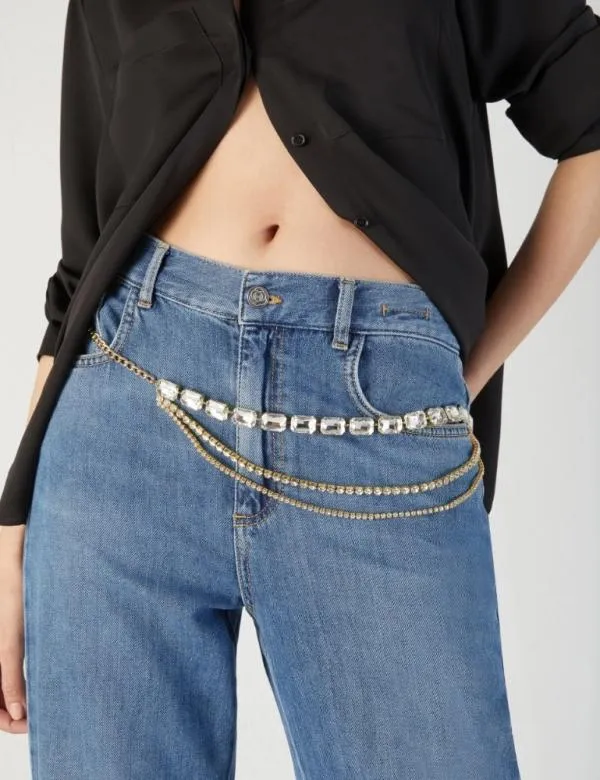 Marella Belts Women Rhinestone Belt Wool White