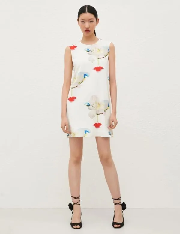 Marella Dresses Women Flared Satin Dress White