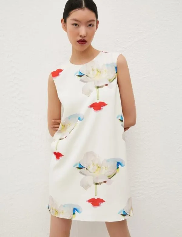 Marella Dresses Women Flared Satin Dress White