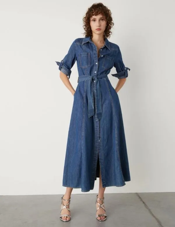Marella Dresses Women Shirt Dress Blue Jeans