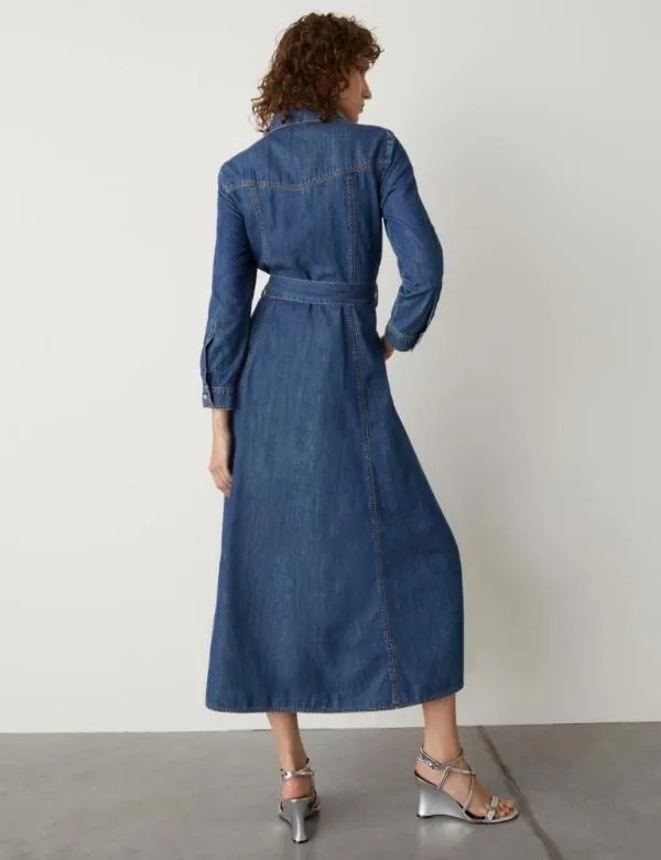 Marella Dresses Women Shirt Dress Blue Jeans