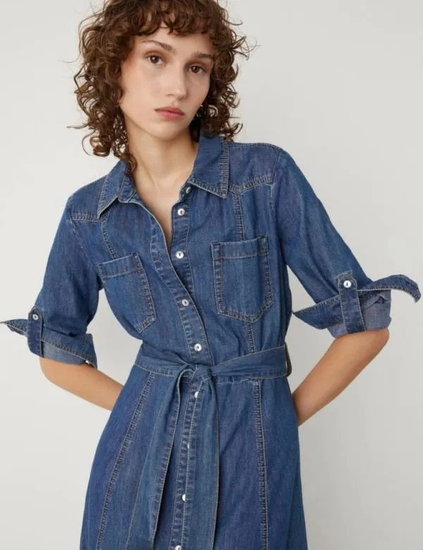 Marella Dresses Women Shirt Dress Blue Jeans