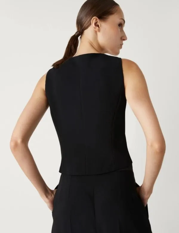 Marella Jackets Women Crepe Gilet Black
