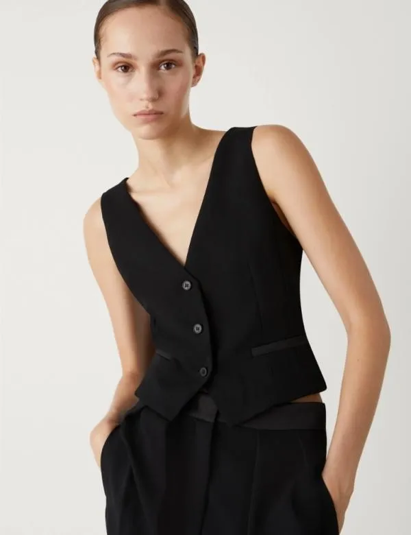 Marella Jackets Women Crepe Gilet Black