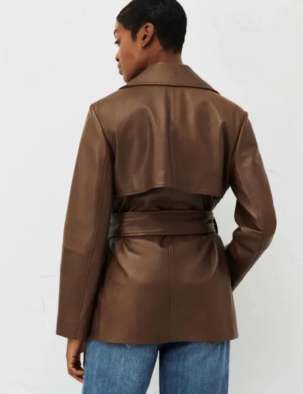 Marella Jackets Women Leather Jacket Brown