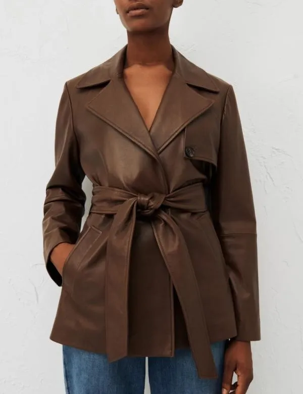 Marella Jackets Women Leather Jacket Brown
