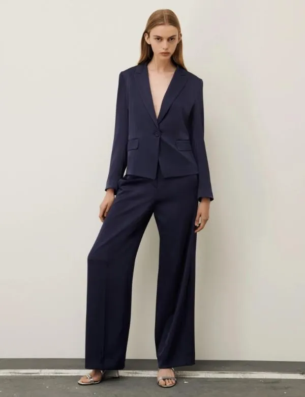 Marella Jackets Women Satin Blazer Navy