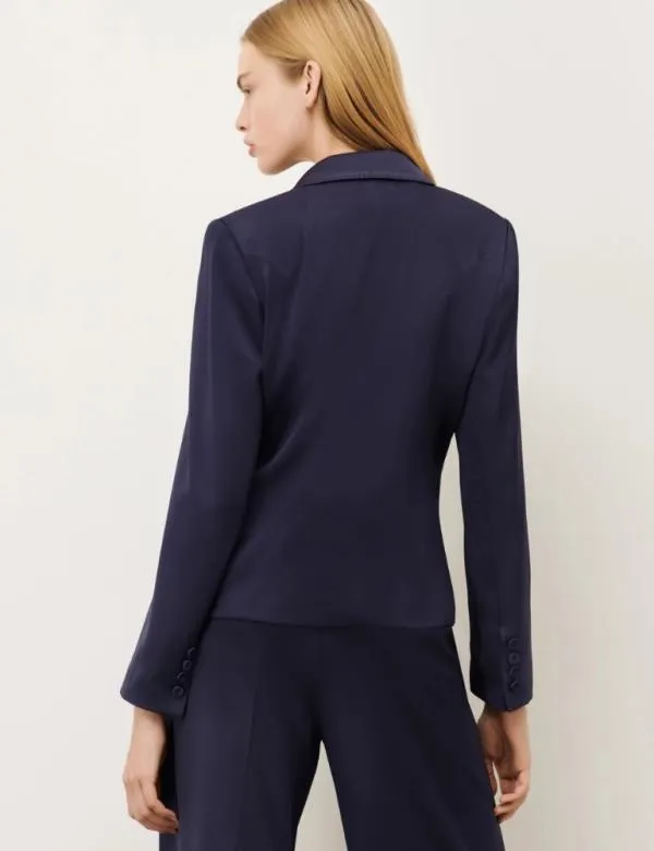 Marella Jackets Women Satin Blazer Navy