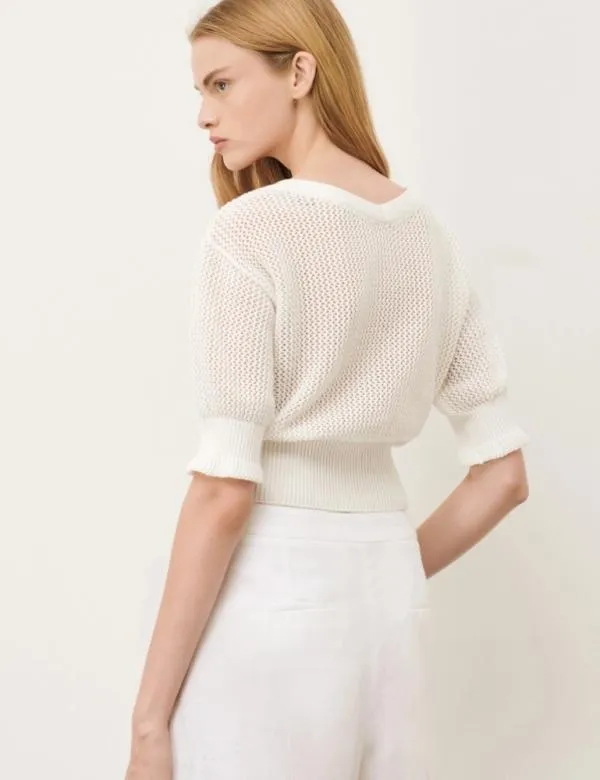 Marella Knitwear Women Openknit Cardigan Natural