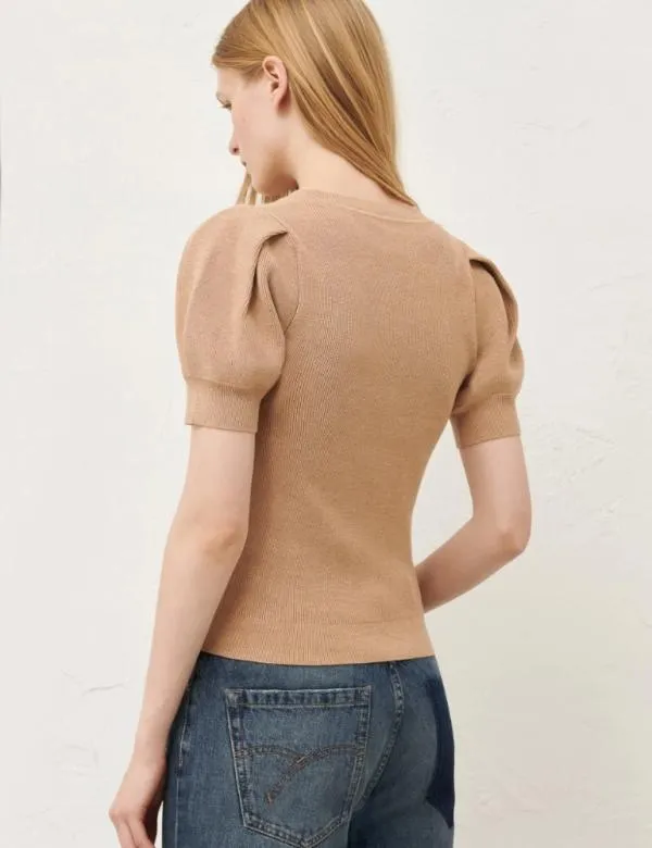Marella Knitwear Women Shortsleeved Sweater Camel
