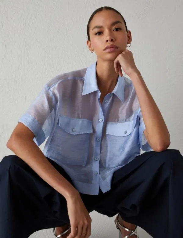Marella Shirts Women Boxy Shirt Skyblue