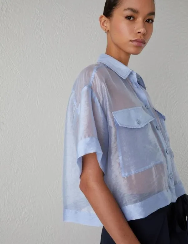 Marella Shirts Women Boxy Shirt Skyblue